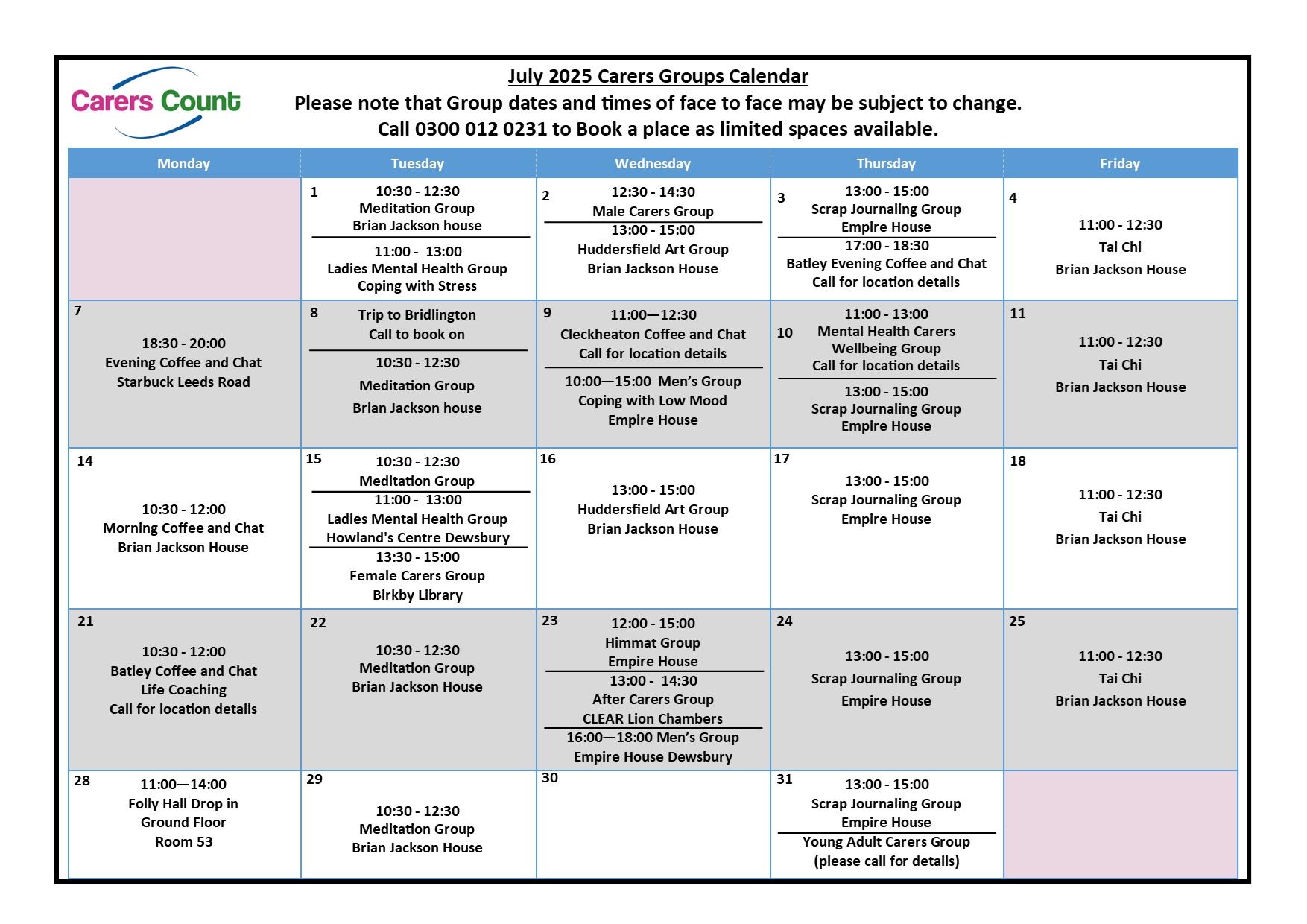July Calendar